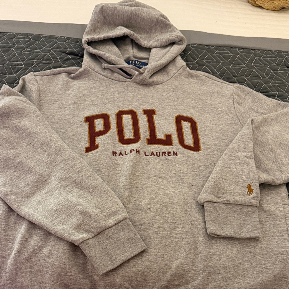 Polo by Ralph Lauren Heather Gray Hoodie with Maroon Logo